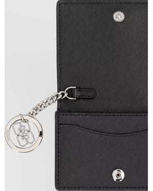 Ganni Faux Leather Card Holder Keyring - Black