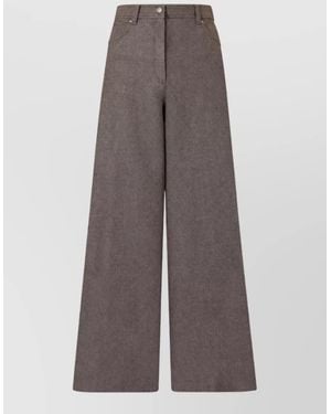 Max Mara Wool High-Rise Wide-Leg Trousers - Brown