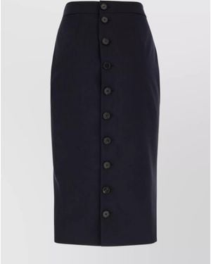 スカート MCQUEEN Ribbed midi skirt Black Alexander Mcqueen High-waisted Rib-knit Midi Skirt In Black