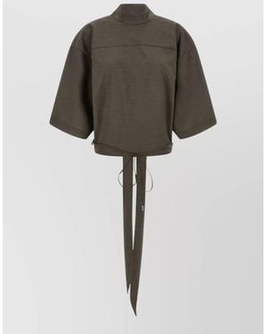 Jacquemus Virgin Wool High Neck Asymmetric Blouse - Gray