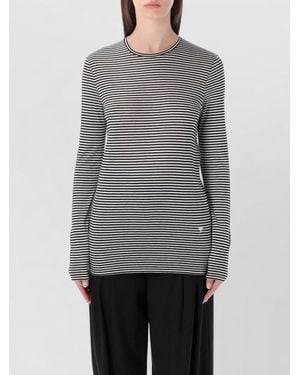 Tom Ford Striped Long Sleeve Crew Neck Top - Gray