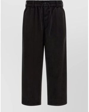 Y-3 Velvet-Effect Cropped Wide-Leg Tailored Shorts - Black