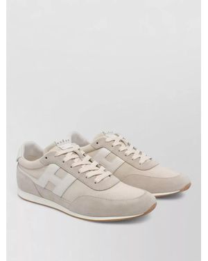 Hogan Low Top Trainers Silk Upper Suede Panels - Natural