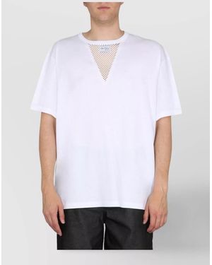Raf Simons Cotton Mesh Insert Logo Patch T-Shirt - White