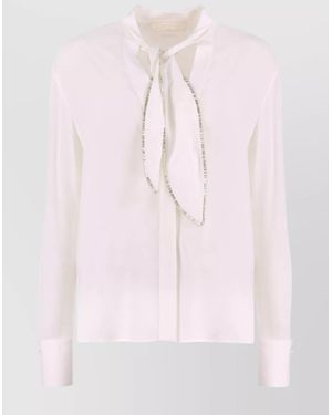 Genny Beads Embroidery Sheer Fabric Shirt - Pink