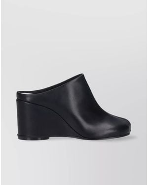 MM6 by Maison Margiela Wedge Heel Closed Toe Seam Detail Mules - Blue