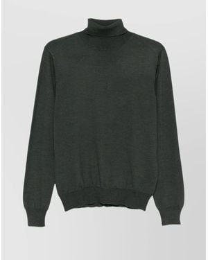 Tagliatore Turtleneck Long Sleeve Fine Knit Sweater - Green