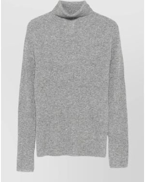 Fabiana Filippi Turtleneck Top Long Sleeves Ribbed Slim Fit - Grey