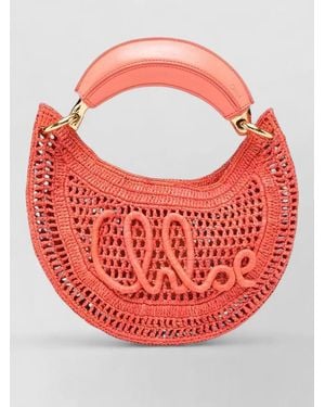 Chloé Summer Raffia Mini Hobo Clutch Bag - Red