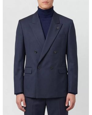 Lardini Virgin Wool Double-Breasted Jacket - Blue