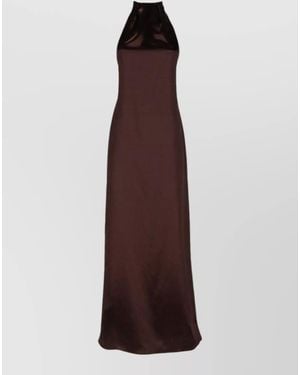 Alysi Long Dress Halter Neck Open Back Slit - Purple