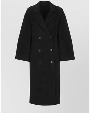 Loulou de Saison Cashmere Oversized Double-Breasted Coat - Black