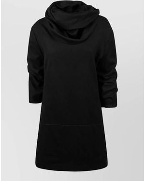 7 For All Mankind Wool Ruched High Neck Dress - Black