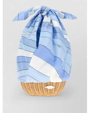 PUCCI Twill Bucket Bag Knot Handle Basket - Blue