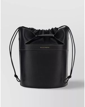 McQueen Leather Bucket Bag - Black