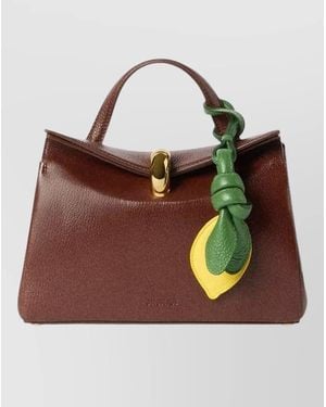 Jacquemus Citrus Leather Charm Keyring Top Handle - Brown