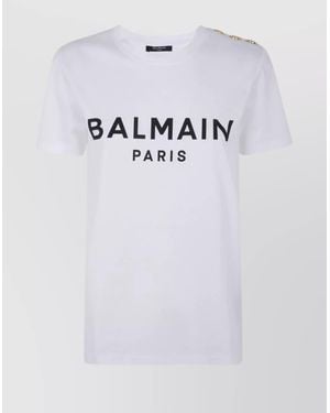 Balmain 3 Buttons Printed T-Shirt - Blue
