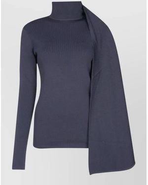 Entire studios Asymmetric Wrap Sweater Long Sleeves Turtleneck - Blue