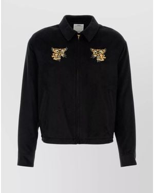Visvim Norad Collared Jacket Embroidered Front - Black