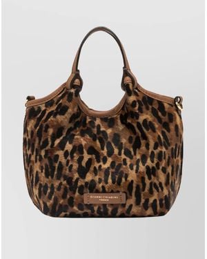 Gianni Chiarini Animal Print Shoulder Bag With Top Handles - Brown