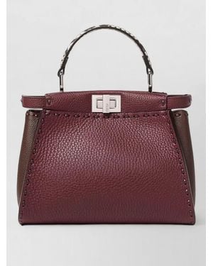 Fendi Peekaboo Mini Leather Tote Bag - Red