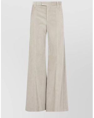 Brunello Cucinelli High Waist Tailored Wide Leg Corduroy Trousers - White