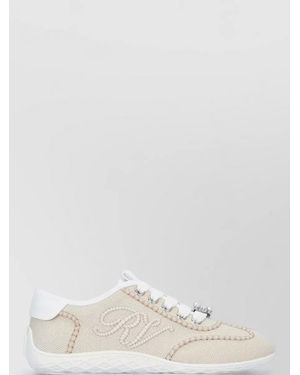 Roger Vivier Low Trainers Rhinestone Detail Textured Sole - White