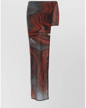 Jean Paul Gaultier Blurry Roses Asymmetric Midi Skort - Brown