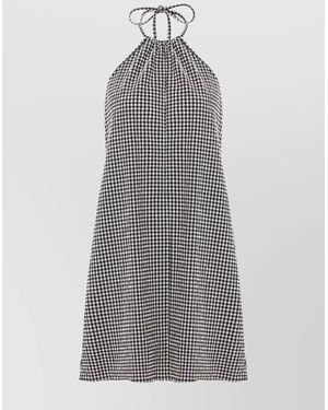 Hunza G Gingham Seersucker Mini Dress - Gray