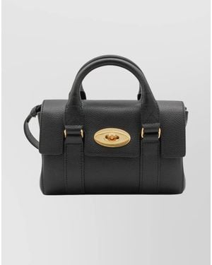 Mulberry Structured Leather Cross-Body Bag Top Handle - Black