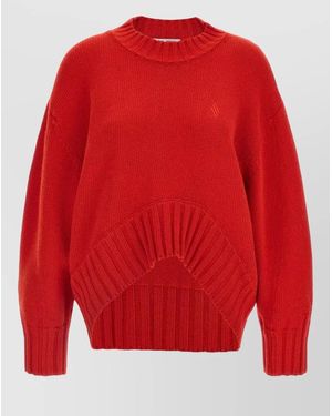 The Attico Knit Jumper Long Sleeves Asymmetric Hem - Red