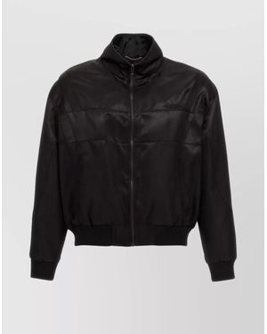 Saint Laurent Silk Satin Bomber Jacket - Black