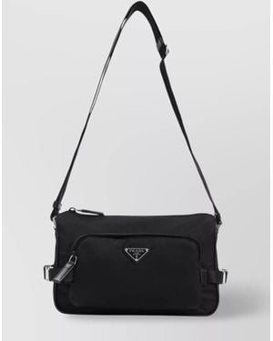 Prada Nylon And Leather Shoulder Bag - Black