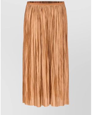 Roberto Collina Midi Pleated Skirt Elastic Waistband - Brown