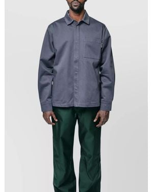 GR10K Collared Shirt With Long Sleeves And Chest Pocket - Blue