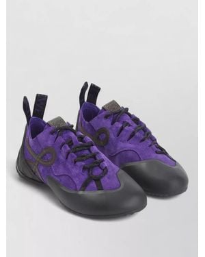 Loewe Grip Lace Up Sneakers Suede Calfskin - Purple