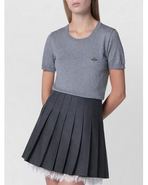 Vivienne Westwood Short Sleeve Knitwear Top Ribbed Trims - Grey