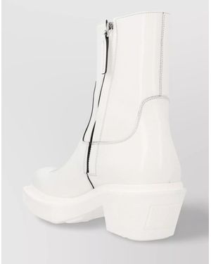 VTMNTS Western Style Ankle Boots With Square Toe - Natural