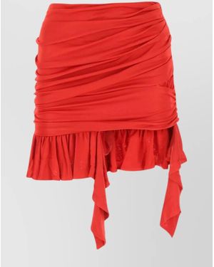 ANDREADAMO Viscose Asymmetric Mini Skirt - Red
