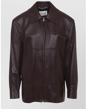 Saint Laurent Long Jacket Belted Waist Collared Buttoned Cuffs - Brown