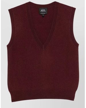 A.P.C. Esther Sleeveless V Neck Knit Vest Top - Purple