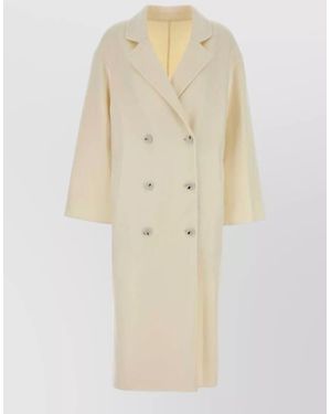 Loulou de Saison Wool Blend Borneo Long Double Breasted Coat - Natural