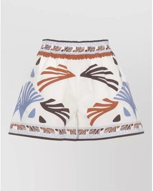 Herno Graphic Print Cotton Shorts Contrast Trim - Multicolor