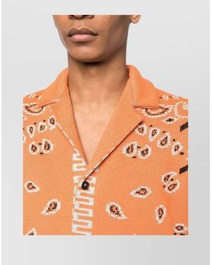 Alanui Bandana Motif Cuban Collar Shirt - Orange