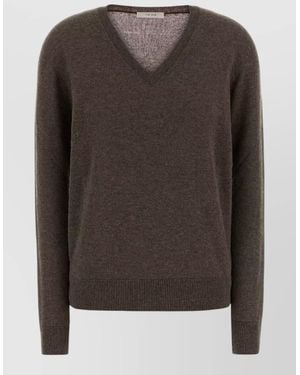 The Row Phora Cashmere V Neck Sweater Knitwear - Brown