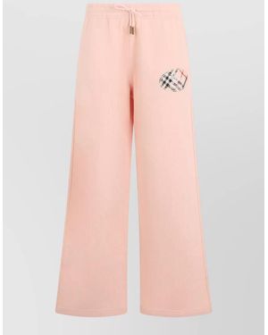 Burberry Cotton Logo Pants Wide Leg Sports - Pink