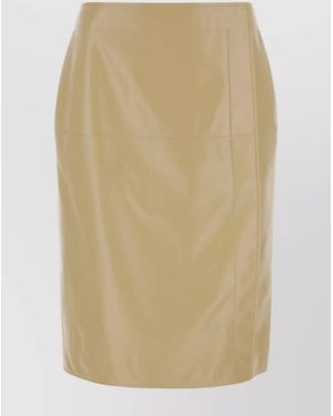 Bottega Veneta Lamb Leather Wrap Straight Skirt - Natural