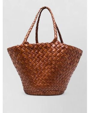 Dragon Diffusion Beach Bag Shopper Top Handles Woven Design - Brown