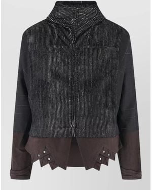 Kiko Kostadinov Casual Coat Contrasting Panels Decorative Buttons - Black