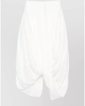 TOTEME Long Skirt Cotton Blend Draped Waistband Sheer - White